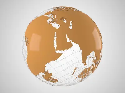 Globe News Skeleton Milk Tea Color 3D model