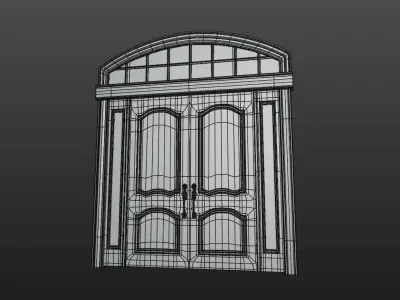 Fancy Entry Door with Archway and Pillars 3D model