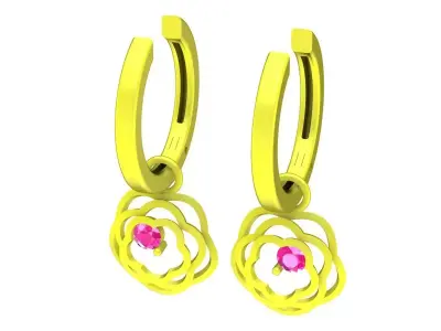 A6740 Diamond Rose Hoop Earrings 3D print model