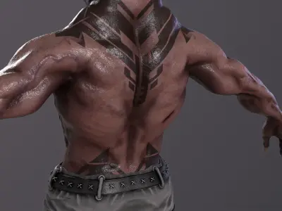 Pitbull Mutant Low-poly 3D model