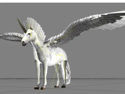 Pegasus unicorn with wings Low-poly 3D model