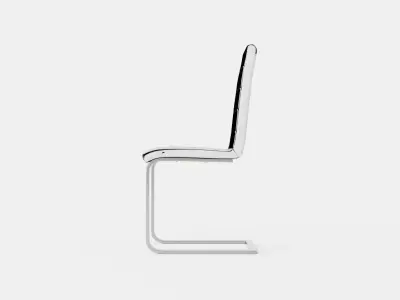 Cibus Dining Chair Artificial Leather White Chrome Low-poly 3D model