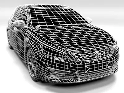 PEUGEOT 308 2015 LOWPOLY Low-poly 3D model