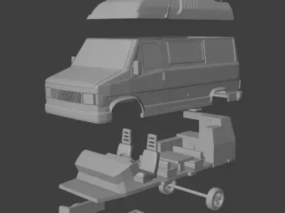 1990 Fiat Ducato camper van in 1 48 scale 3D print model