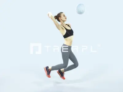 Beauty 17C Jumping Smashing Sports Volleyball Woman Low-poly 3D model