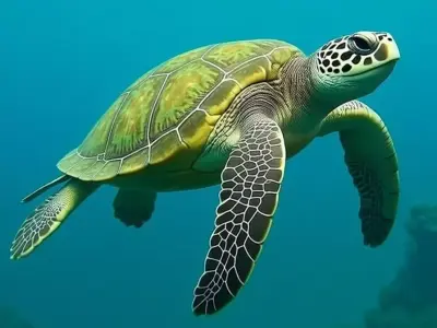 Sea Turtle Graceful Marine Reptile Animal Underwater Aqua Low-poly 3D model