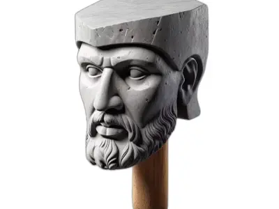 Ancient Philosopher Stone Head Bust Low-poly 3D model