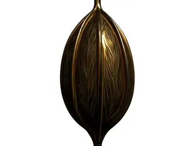 Luxurious Golden Botanical Ornament Low-poly 3D model