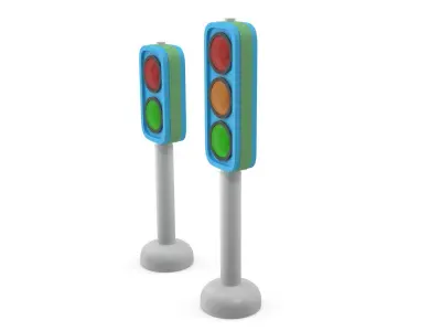 Cartoon traffic lights 3D model