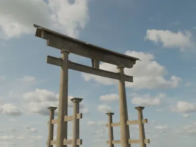 Low Poly PBR Torii Gate Low-poly 3D model