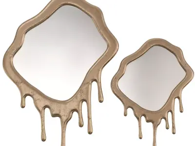 Rowen homes Molten Gold Drip XL Abstract Mirror 3D model