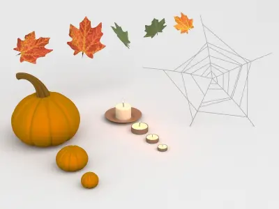 Halloween Set three pumpkins 3D model