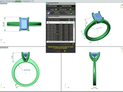 Engagement ring Lucia radiant  3D print model