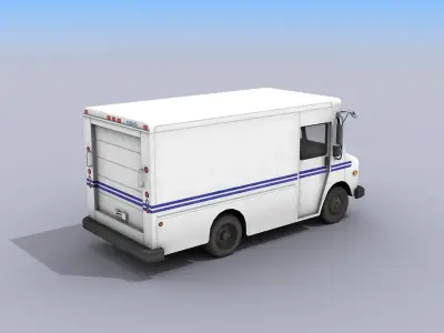 Mail Truck Low-poly 3D model