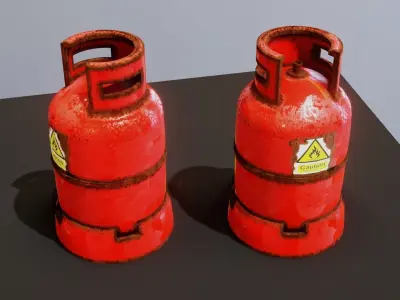 Gas cylinder game ready Low-poly 3D model