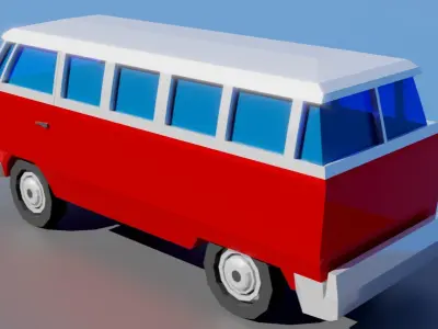 Low Poly Van vw bus Low-poly 3D model
