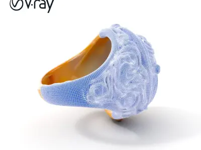 Intricate Gold Ring with Ruby Gemstones Model Pack Low-poly 3D model