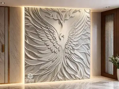 modern panel wall decor set relief stl mural CNC 268  3D model