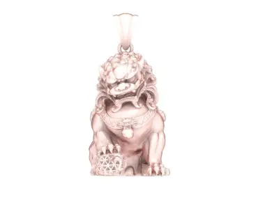 Sphinx chinese lion pendant in sterling silver 3D print model
