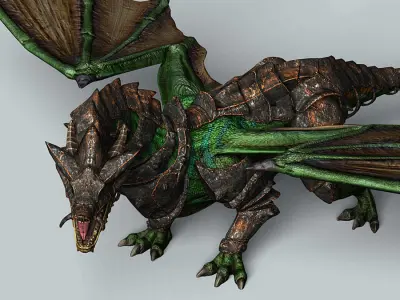 Battle Dragon armored mount  Low-poly 3D model