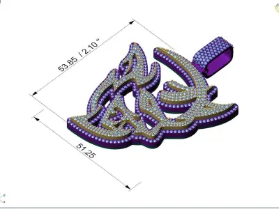 Custom SRT Dodge Hellcat Diamond Pendant - SRT Demon Face  3D print model