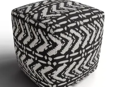 Black Cotton Pouf by Mariel 3D model
