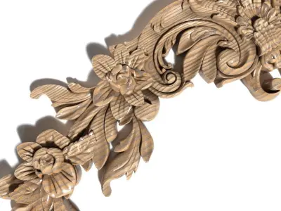 Cartouche-019 ornately carved decorative piece 3D model