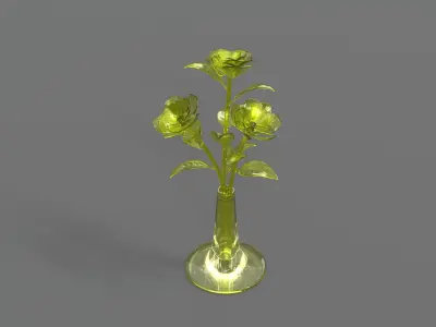 Glass Flower Showpiece Yellow 3D model