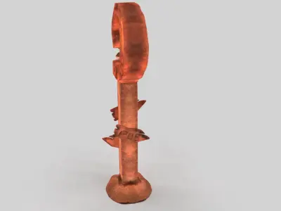 Medieval wooden direction sign Low-poly 3D model