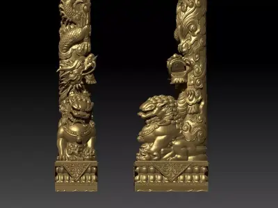 dragon pillar on unicorn 3D print model