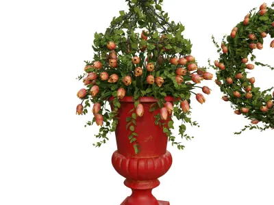 Vase with tulips and a wreath of tulips 05 3D model