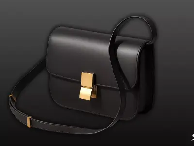 Black Flap Crossbody Bag Low-poly 3D model