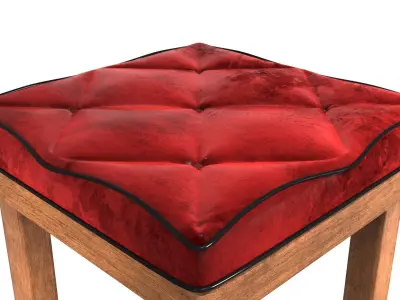 Stool red velvet 3D model