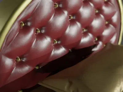 Rigged Red Quilted Bed 3D model