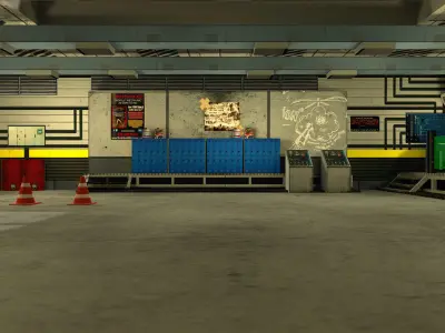 Low Poly Garage in video game Low-poly 3D model