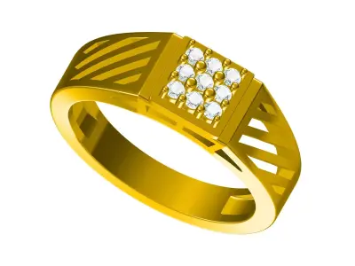 Solitaire Engagement Art Deco Ring 3D print model