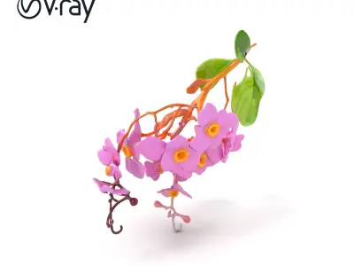 Pink Wisteria Blossom Realistic model pack Low-poly 3D model