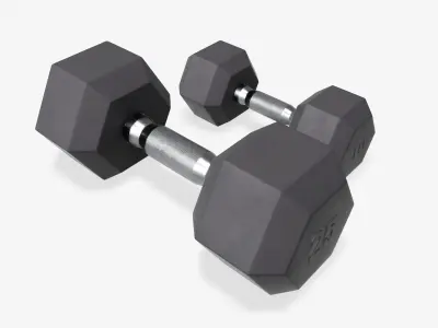 Hexagonal dumbbells rubberized 02 3D model