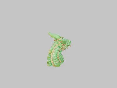 Golden Dragon Head Low-poly 3D model