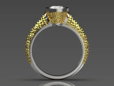 Luxury two-tone solitaire ring with diamond model jr00144 3D print model