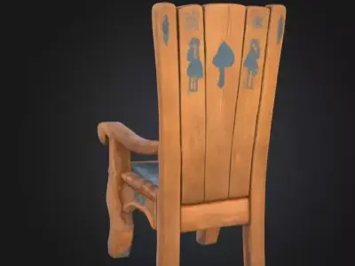 Medieval Wooden Chair Low-poly 3D model