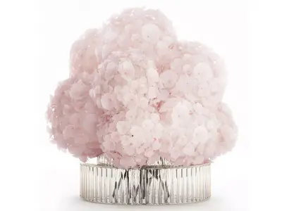 Realistic Bouquet Glass Vase Pink Hydrangea 645 3D model