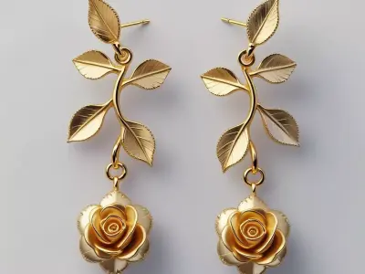 Golden Blossom Earrin 3D print model