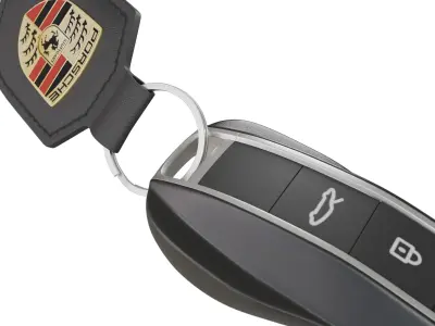 Car Key Porsche with a keychain Low-poly 3D model