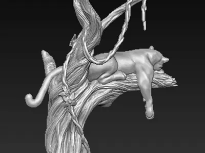Leopard in the tree 3D Model 3D print model