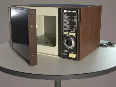 Vintage microwave Game ready  Low-poly 3D model