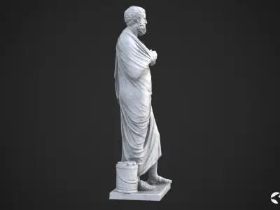 Sophocles Antique Statue - White Marble Low-poly 3D model