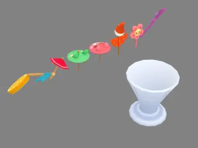 Cartoon cocktail drink decorations Low-poly 3D model