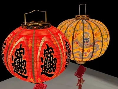 Chinese red lantern  3D model 27