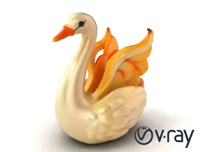 Elegant Meringue Swan Figurine model pack Low-poly 3D model